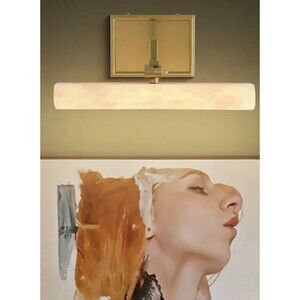Modern Alabaster Marble Vanity Light Brushed Gold Dimmable LED 19.6” One Light